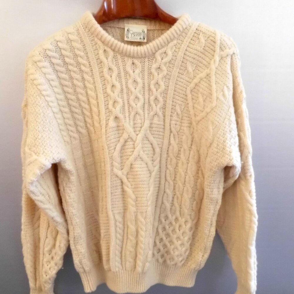 Carraig Donn Wool Cable Knit Sweater (XL) Ireland ("100% Pure New Wool")(Excel.)